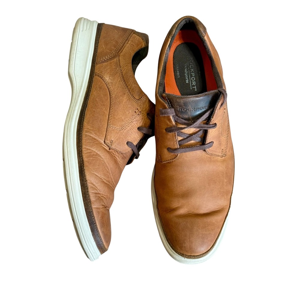 Rockport Men's DresSports 2 Go Shoe Plain Toe Leather Lace-Up Oxfords Size-12